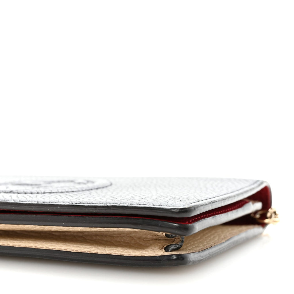 Gucci Dollar Calfskin Soho Wallet On Chain Blue Hibiscus Red Mystic White