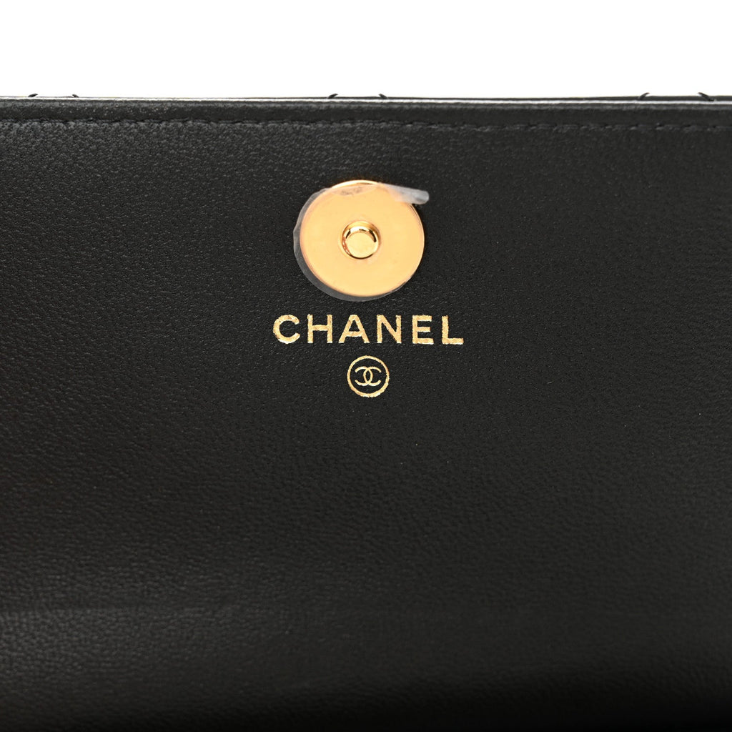 Chanel Patent Quilted Frame Clutch Flap With Chain Black