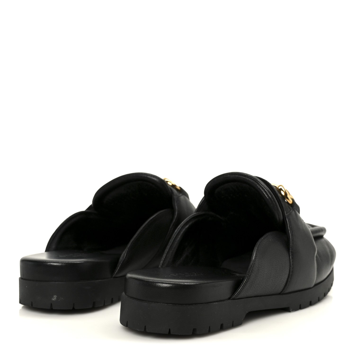 Gucci Goatskin Auroville Horsebit Mules 37.5 Black