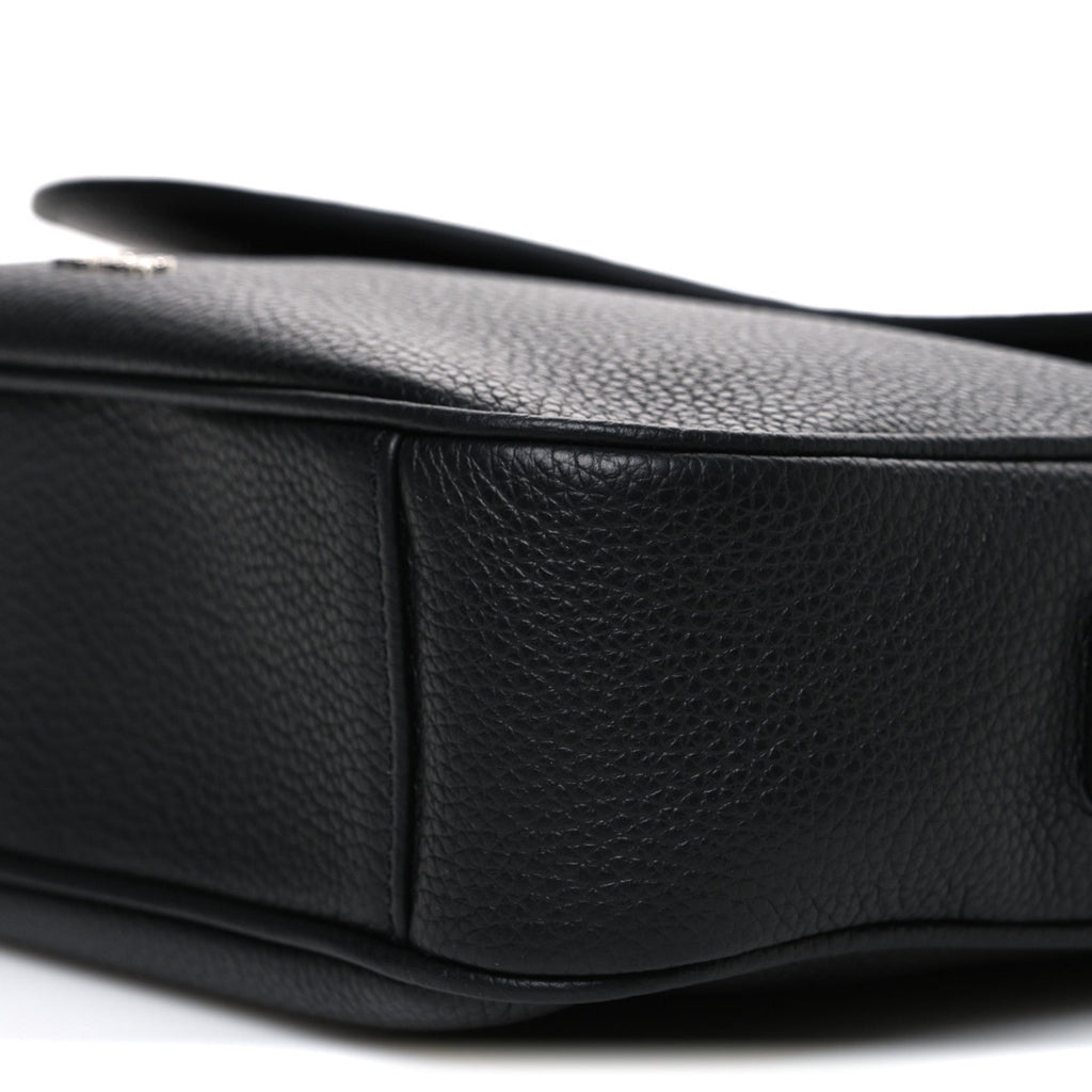 Christian Dior Grained Calfskin Saddle Messenger Bag Black