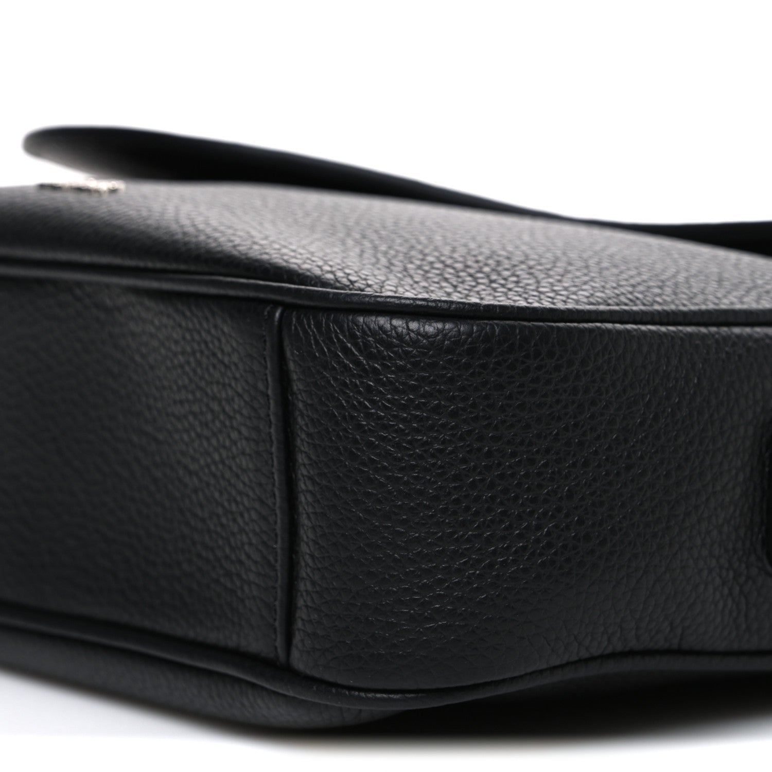 Christian Dior Grained Calfskin Saddle Messenger Bag Black