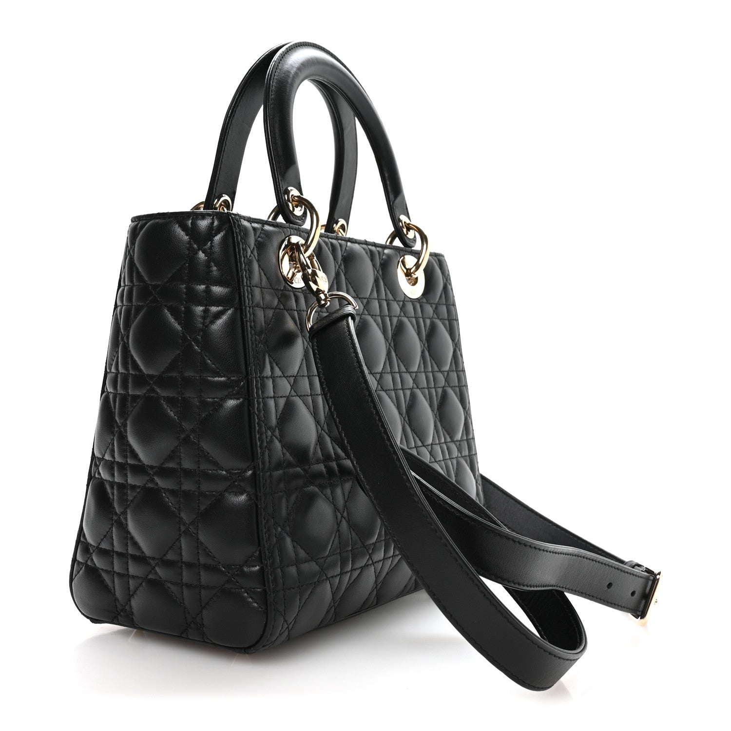 Christian Dior Lambskin Cannage Medium Lady Dior Black