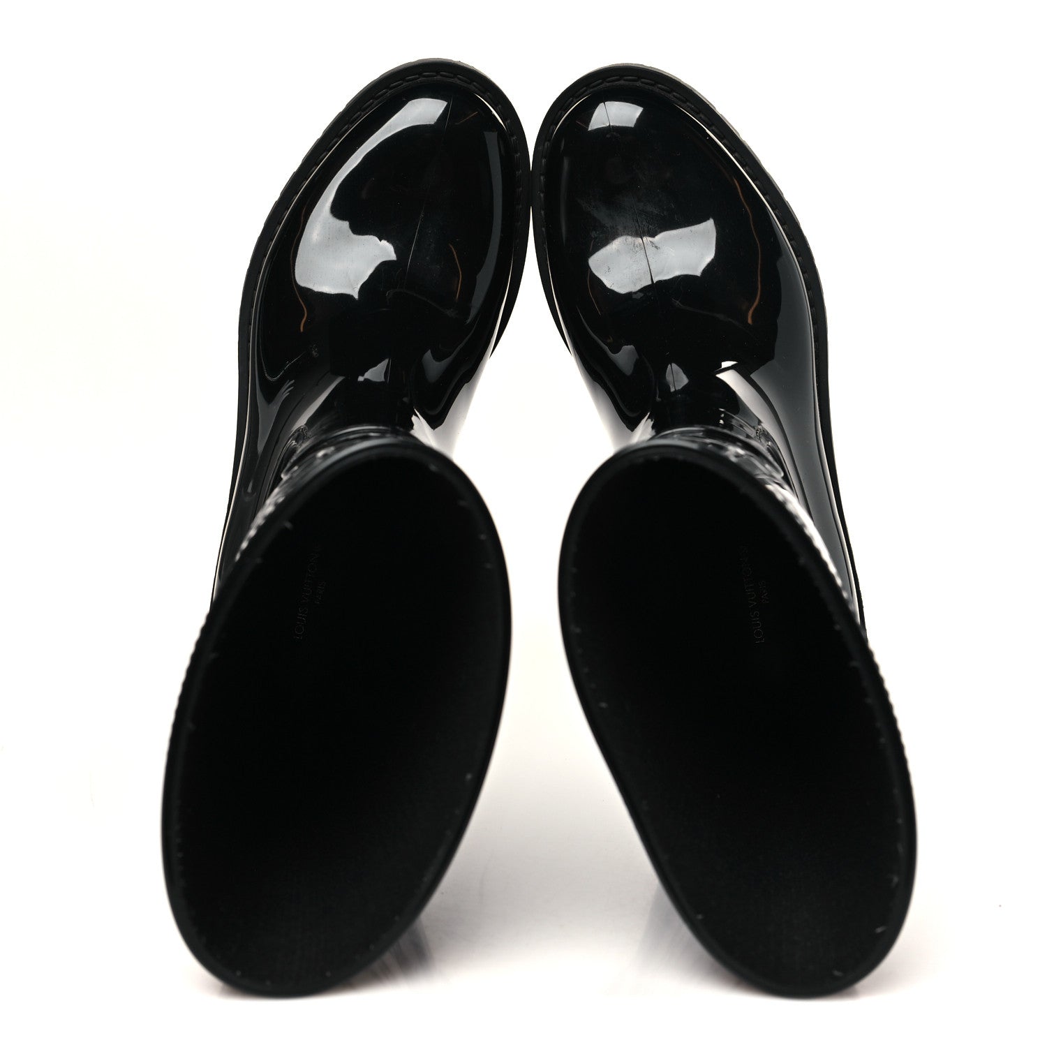 Louis Vuitton Rubber Embossed Monogram Drops Flat Half Boots 37 Black