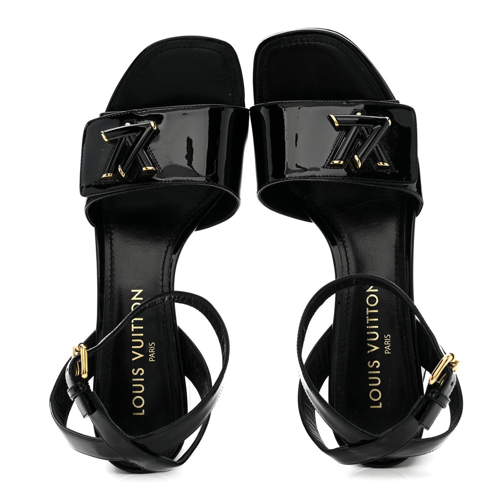 Louis Vuitton Patent Calfskin Shake Sandals 39 Black