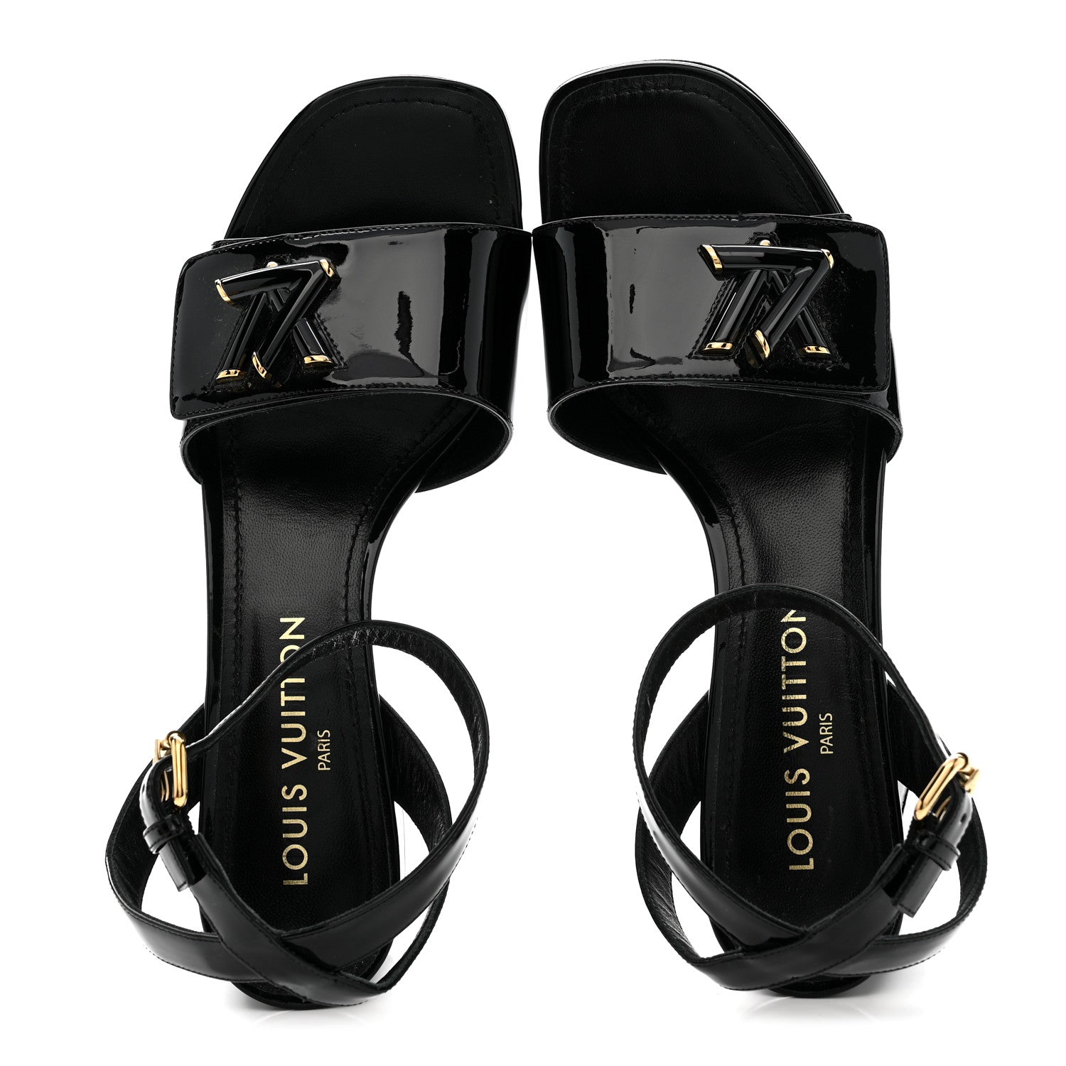Louis Vuitton Patent Calfskin Shake Sandals 39 Black