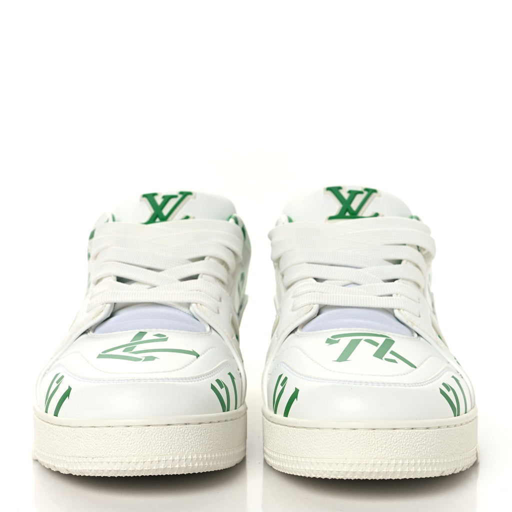 Louis Vuitton Mens LV Trainer Upcycling Sneakers 9 White Green