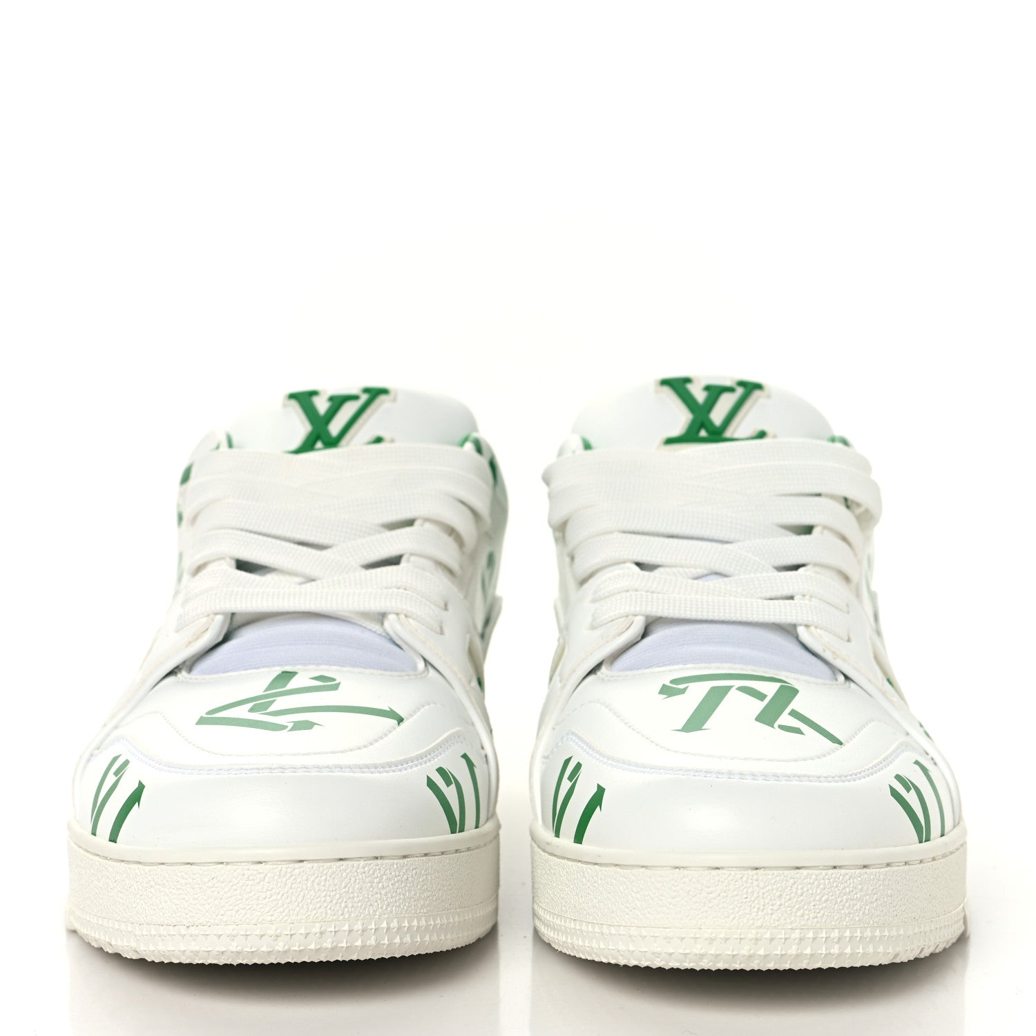 Louis Vuitton Mens LV Trainer Upcycling Sneakers 9 White Green