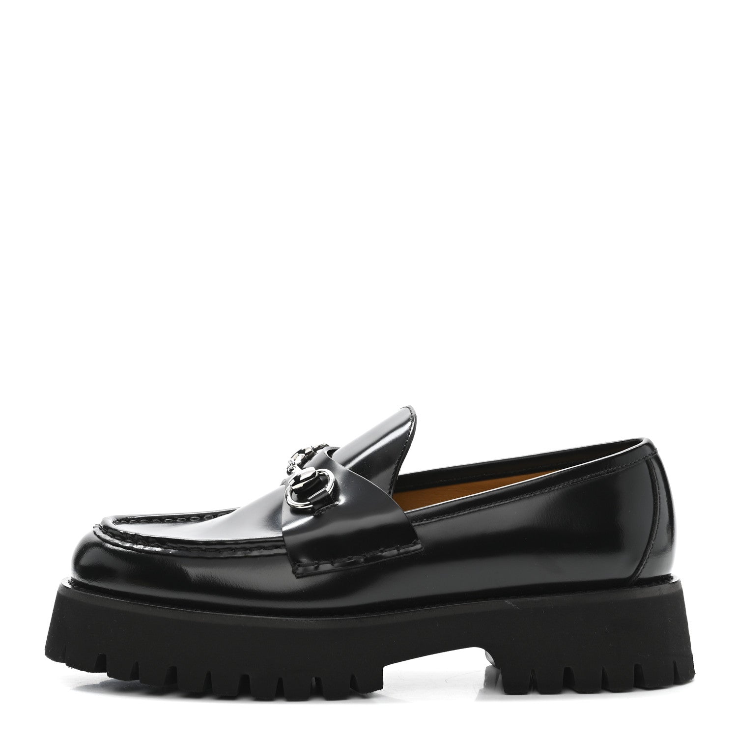 Gucci Cordovan Lux Womens Horsebit 45mm Platform Loafers 39.5 Black
