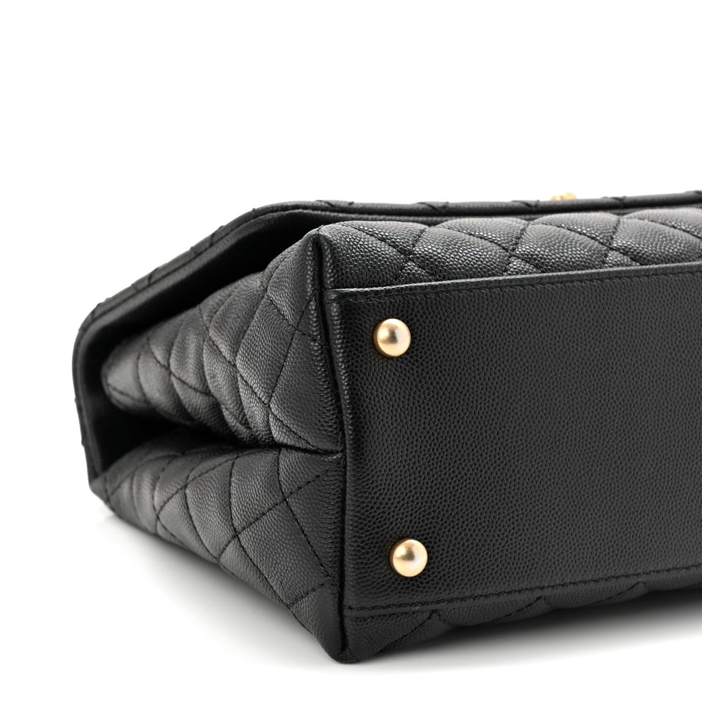 Chanel Caviar Lizard Embossed Quilted Small Coco Handle Flap Black