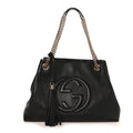 Gucci Pebbled Calfskin Medium Soho Chain Shoulder Bag Black