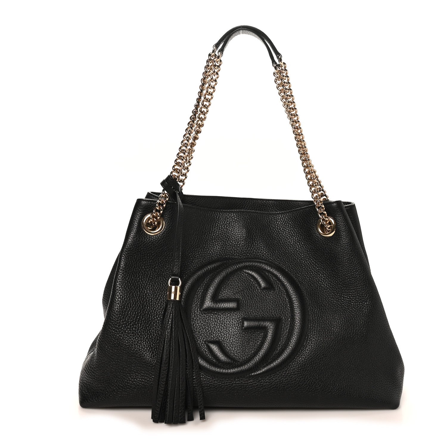Gucci Pebbled Calfskin Medium Soho Chain Shoulder Bag Black
