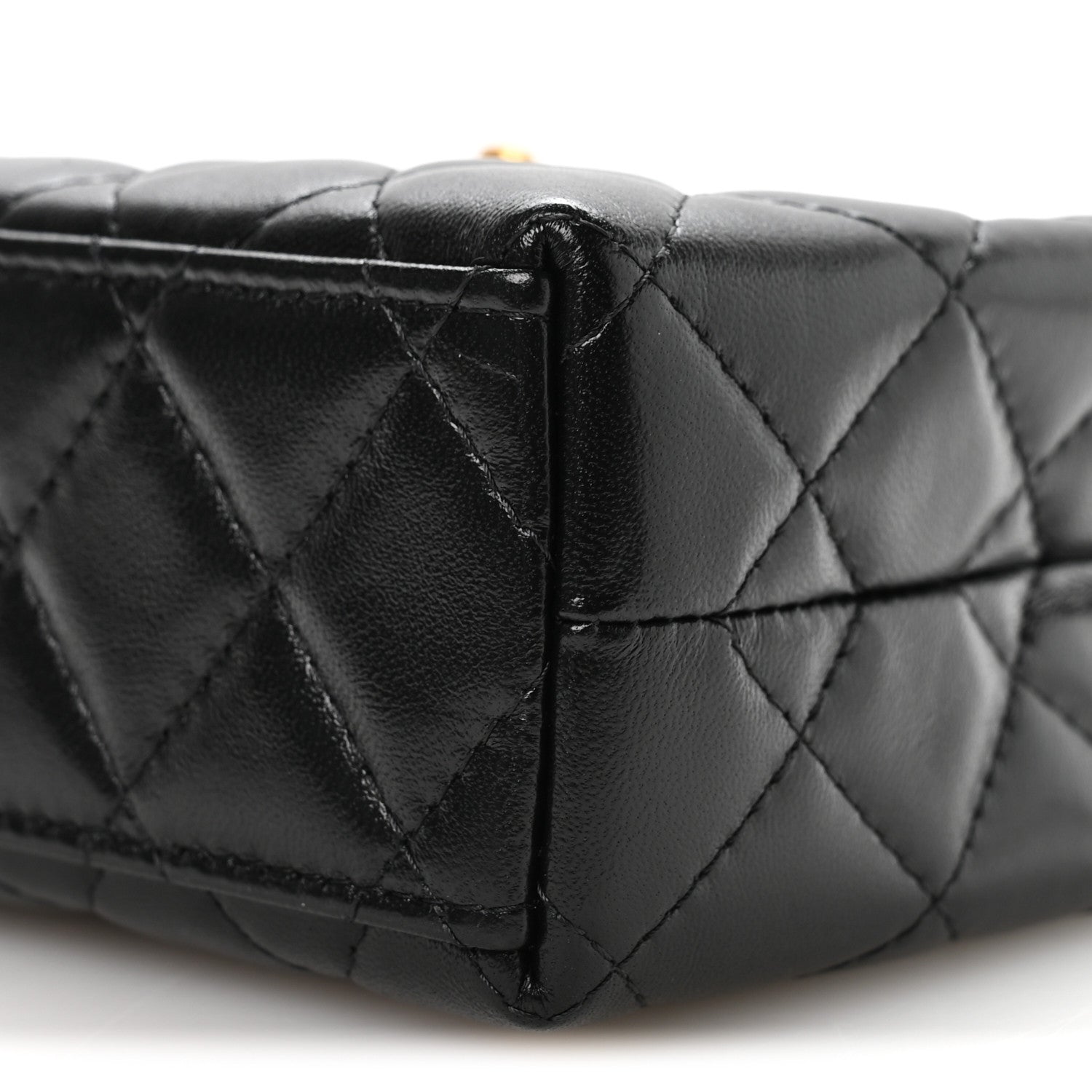 Chanel Shiny Aged Calfskin Quilted Nano Kelly Shopper Black