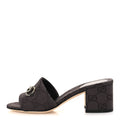 Gucci GG Monogram Horsebit Slide Sandals 36 Dark Brown