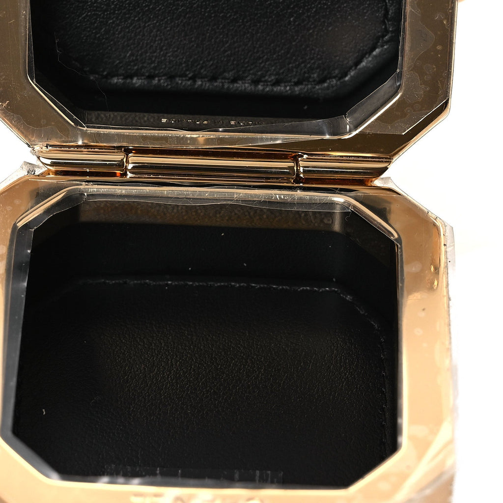 Chanel Shiny Crumpled Calfskin Minaudiere Clutch With Chain Black