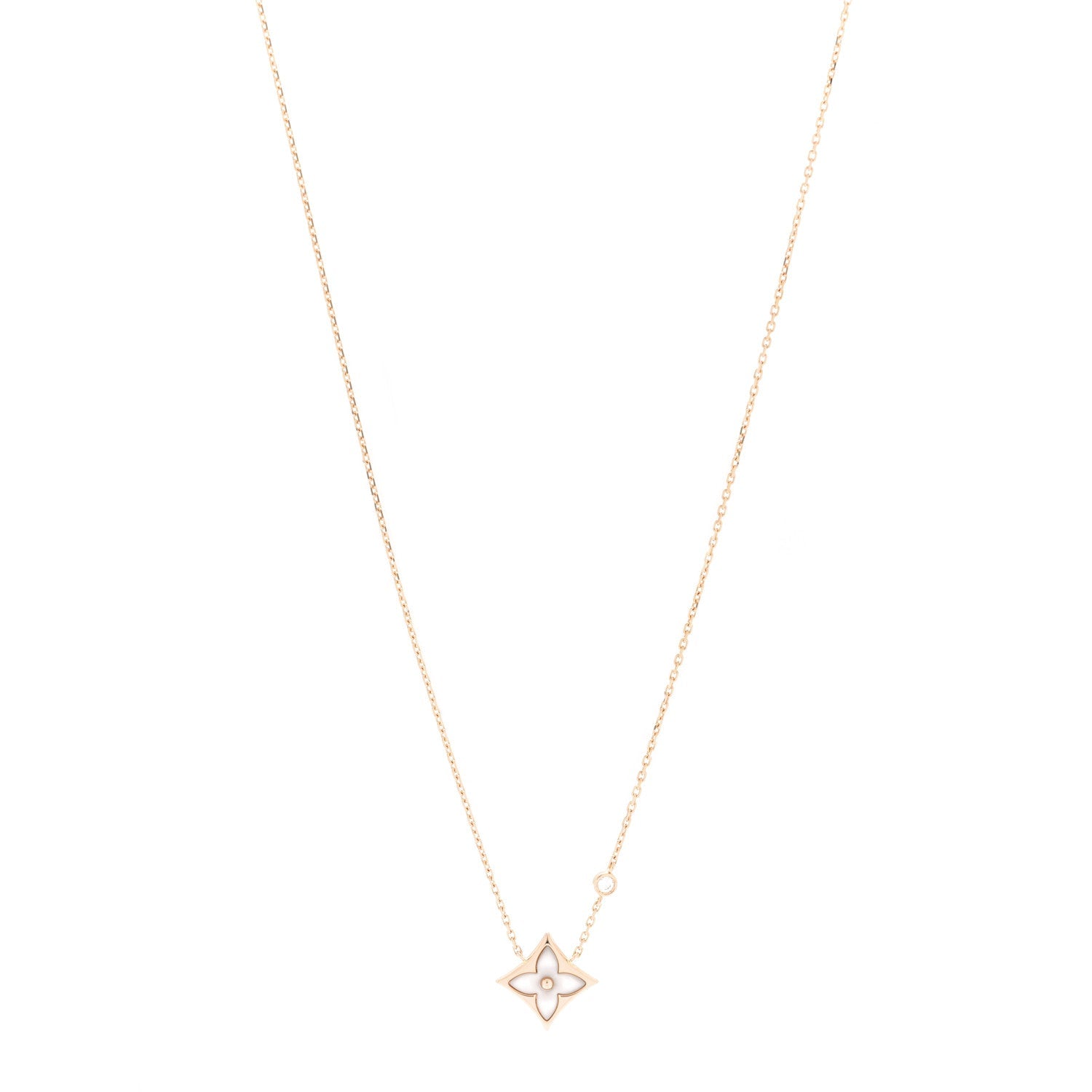 Louis Vuitton 18K Pink Gold Diamond Pink Mother of Pearl Color Blossom BB Star Pendant Necklace