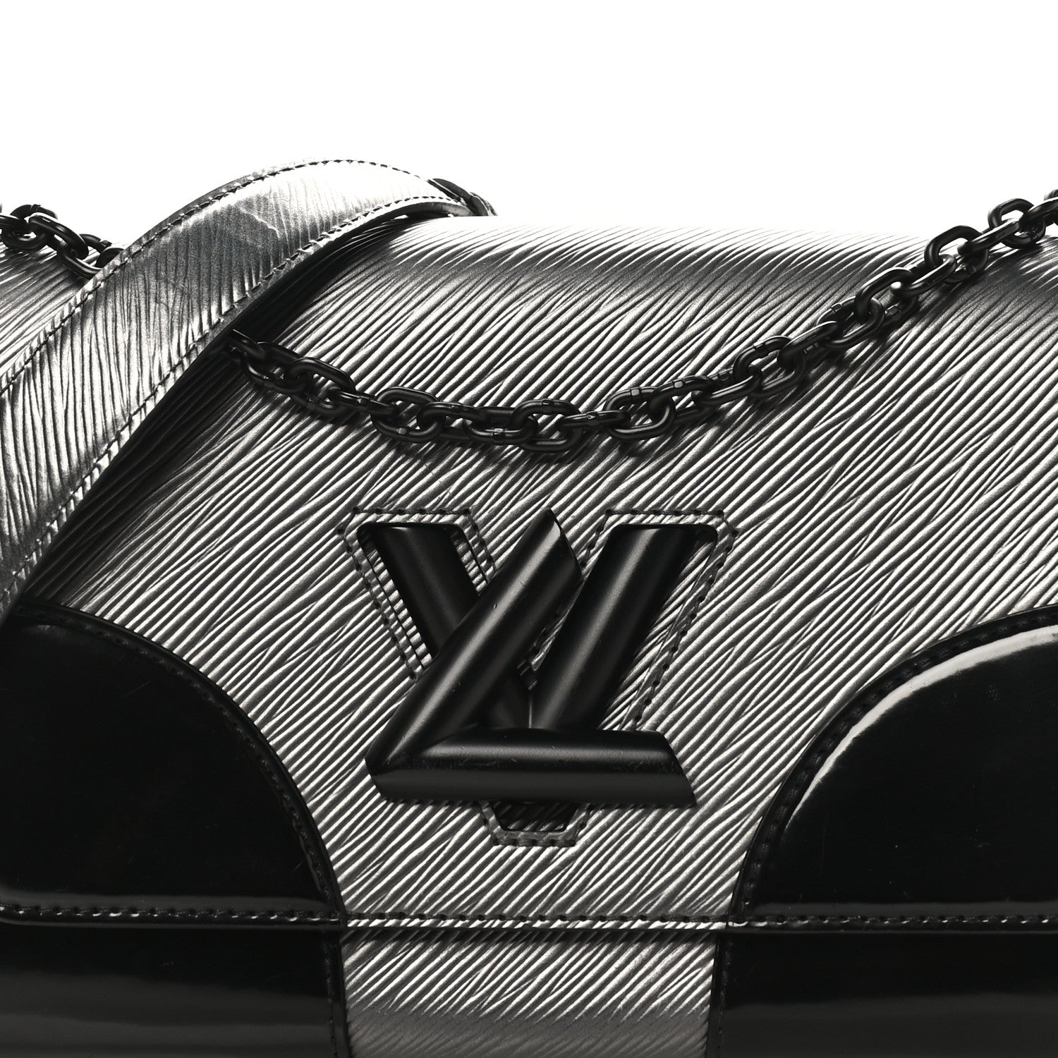 Louis Vuitton Epi Patent Twist Shoulder Bag MM Anthracite Nacre