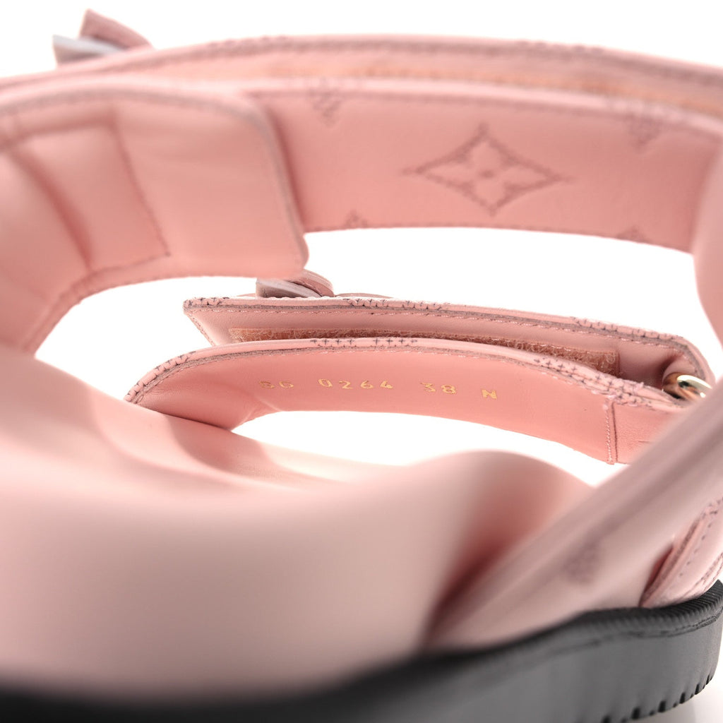 Louis Vuitton Lambskin Embossed Monogram Sunset Comfort Flat Sandals 38 Pink