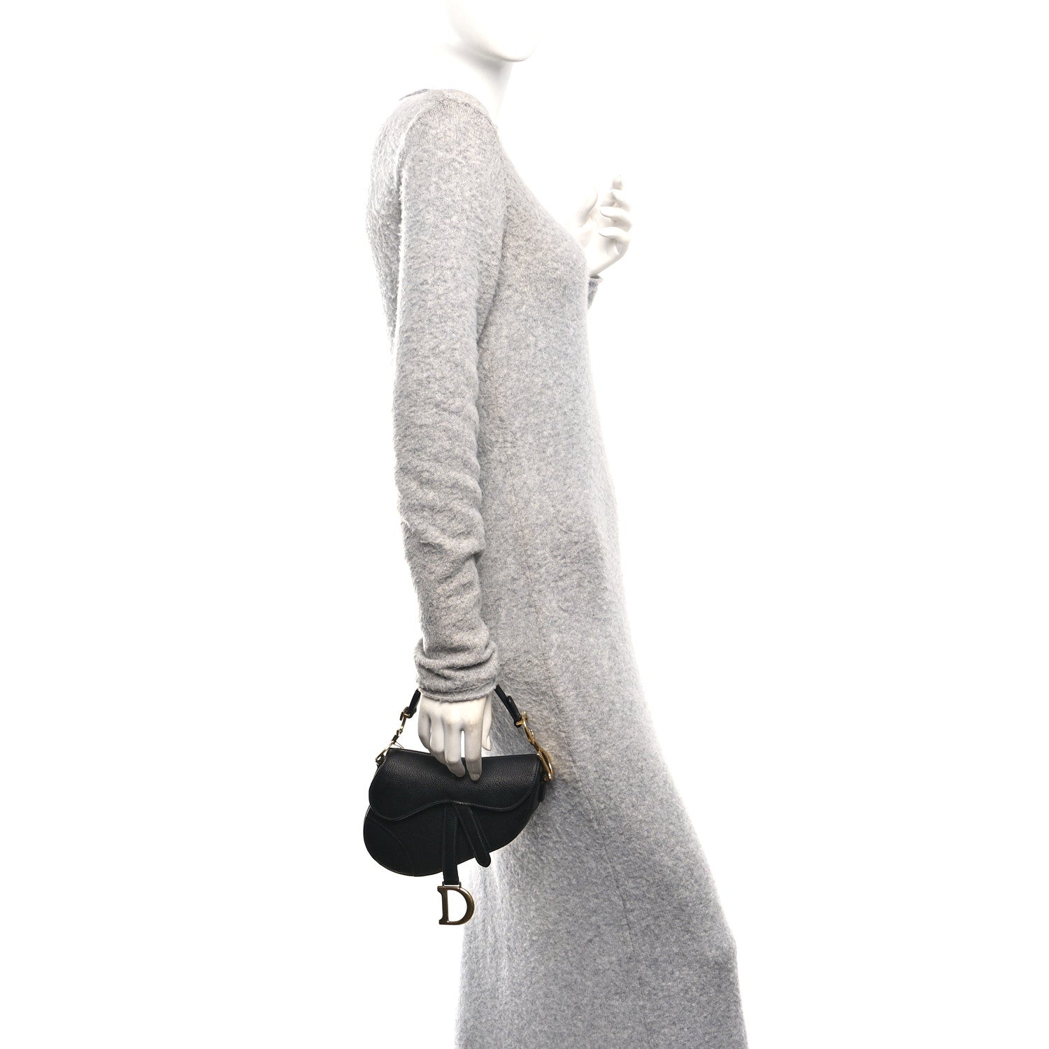 Christian Dior Grained Calfskin Mini Saddle Bag Black
