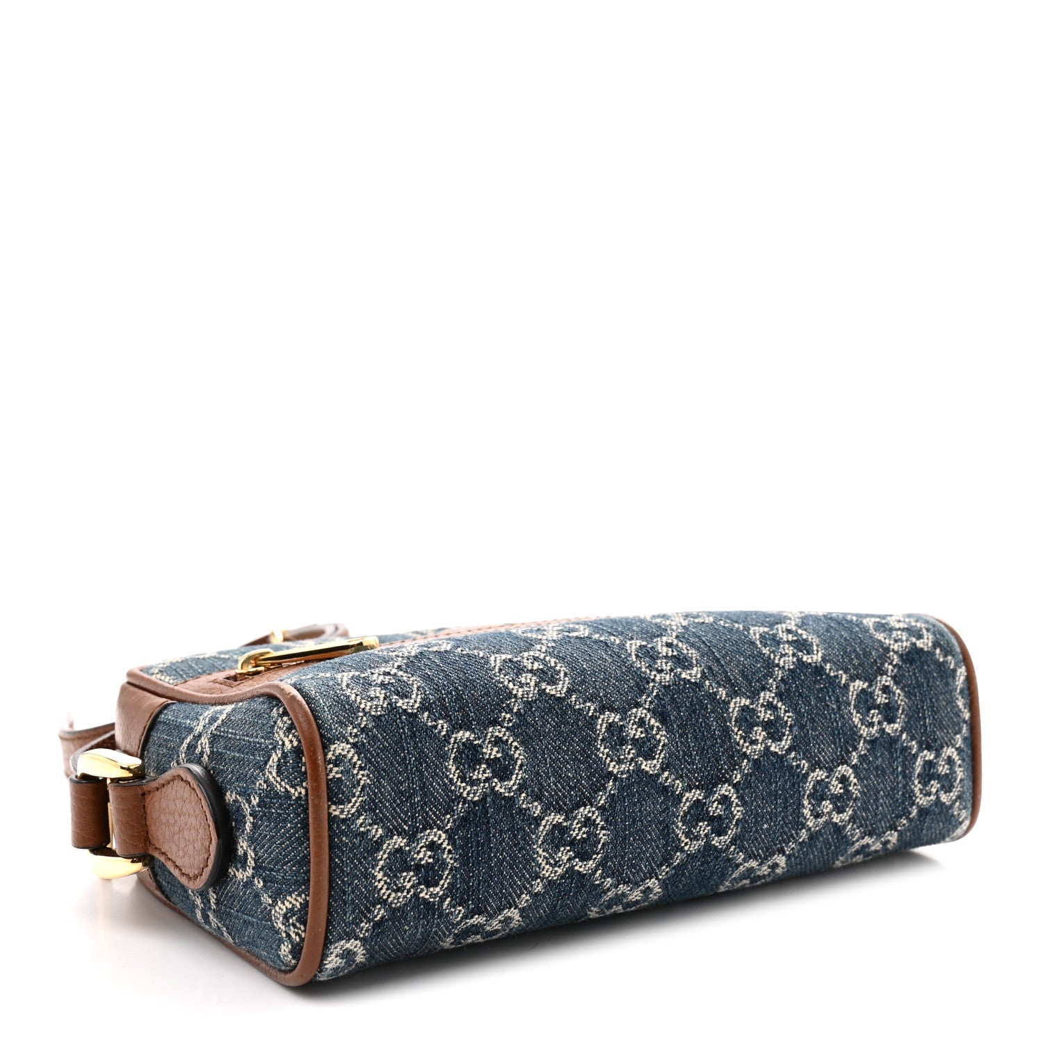Gucci New Denim GG Monogram Dollar Calfskin Mini Ophidia Shoulder Bag Blue Tea Cuir Epilog