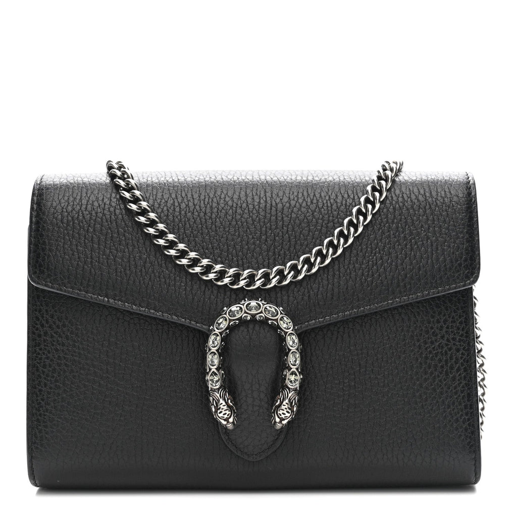Gucci Calfskin Mini Dionysus Chain Wallet Black