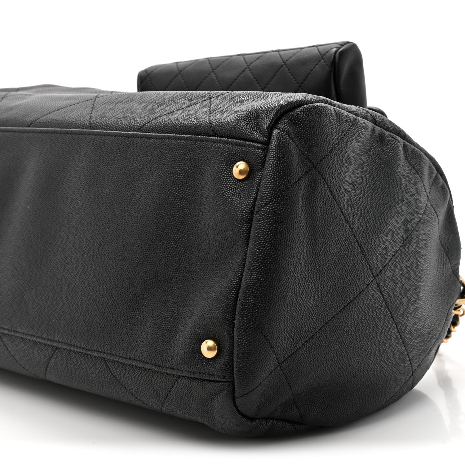 Chanel Grained Calfskin Lambskin Quilted Large Bowling Bag Black