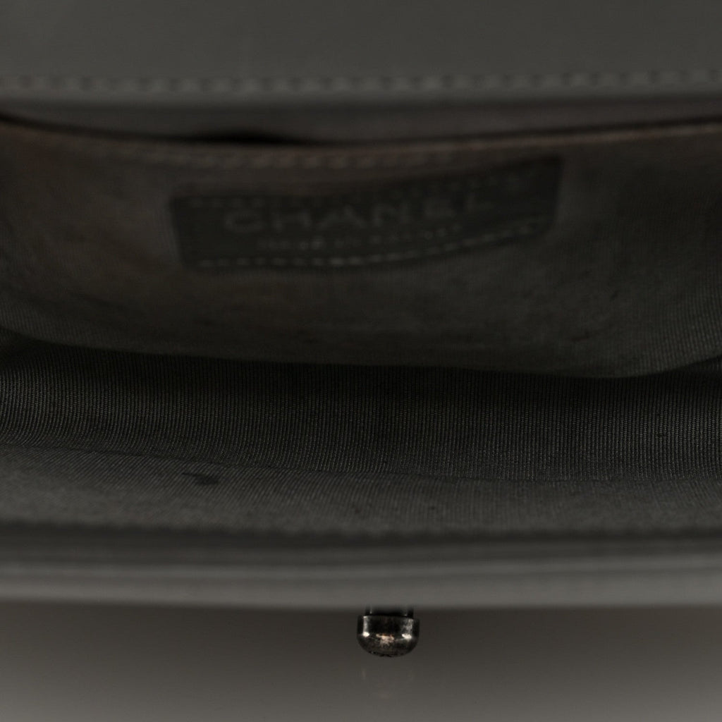 Chanel Lambskin Chevron Quilted Medium Boy Flap Grey