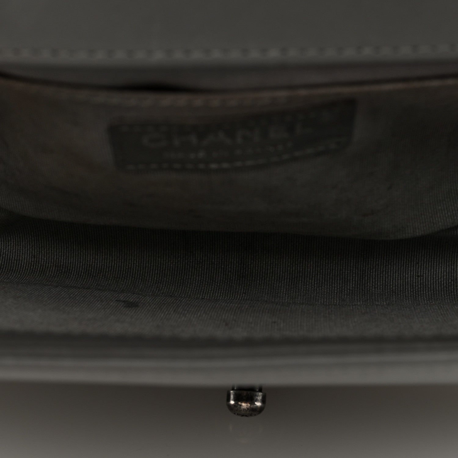 Chanel Lambskin Chevron Quilted Medium Boy Flap Grey