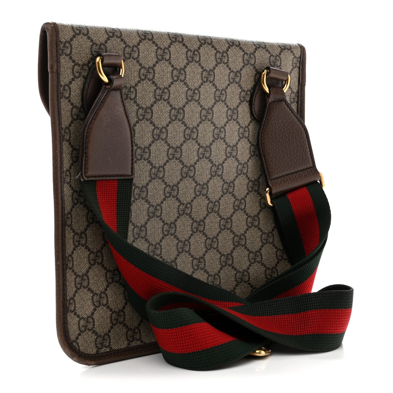 Gucci GG Supreme Monogram Web Medium Neo Vintage Flap Messenger Bag Beige New Acero
