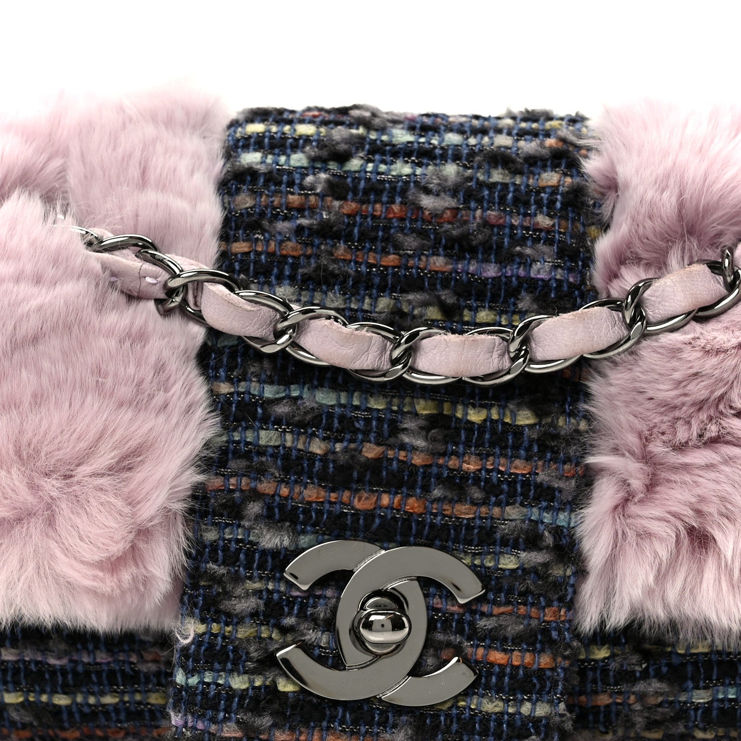Chanel Rabbit Fur Tweed Small Fantasy Flap Lilac