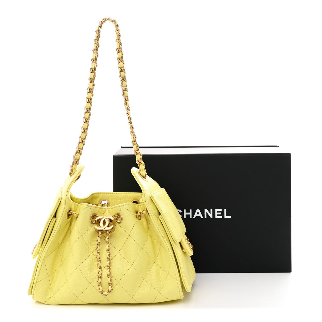 Chanel Caviar Quilted Mini Chanel 25 Handbag Light Yellow