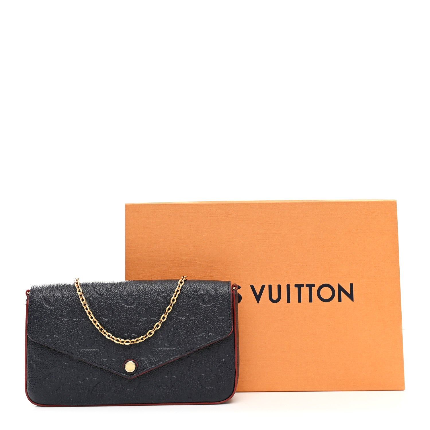 Louis Vuitton Empreinte Pochette Felicie Chain Wallet Marine Rouge