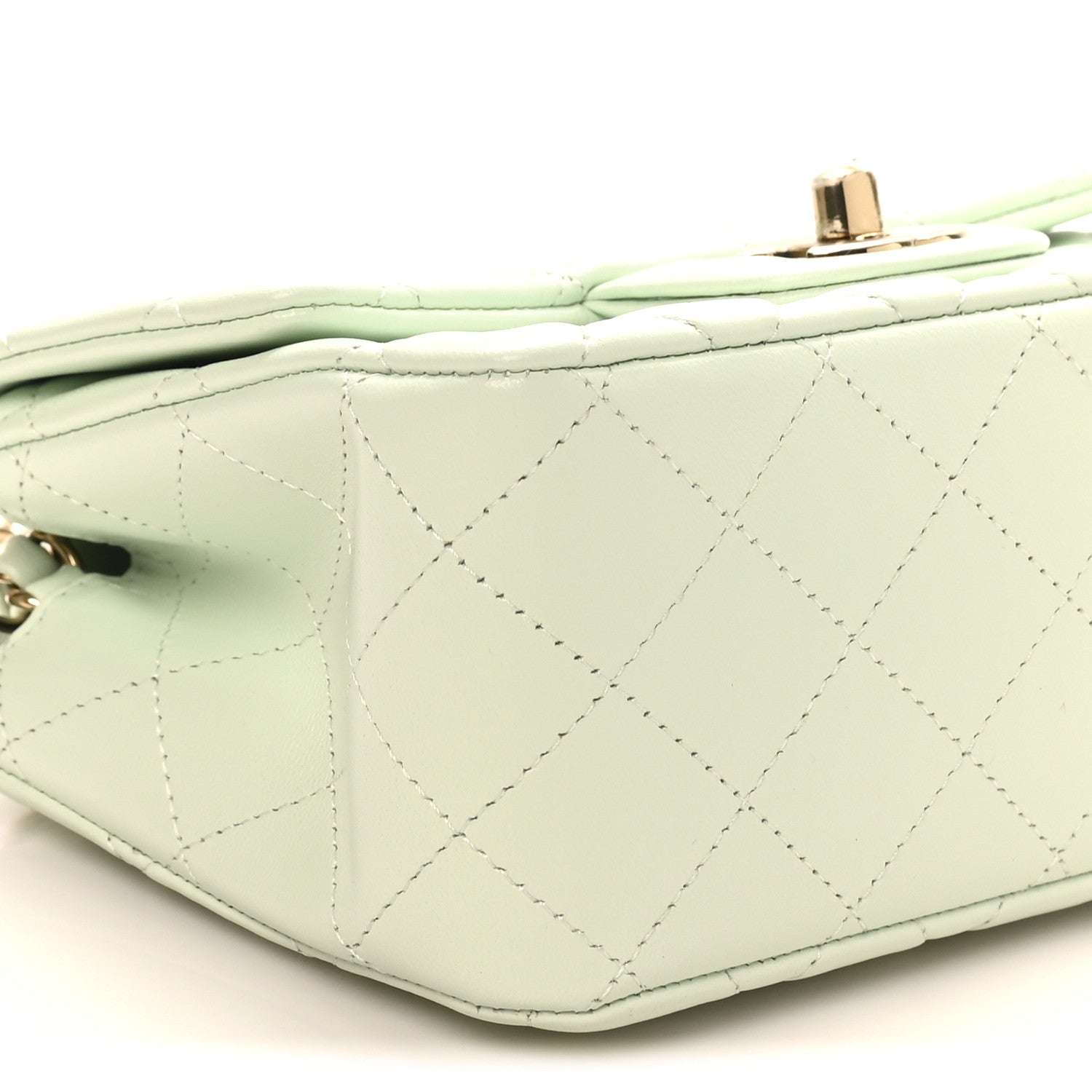 Chanel Lambskin Quilted Mini Square Flap Light Green