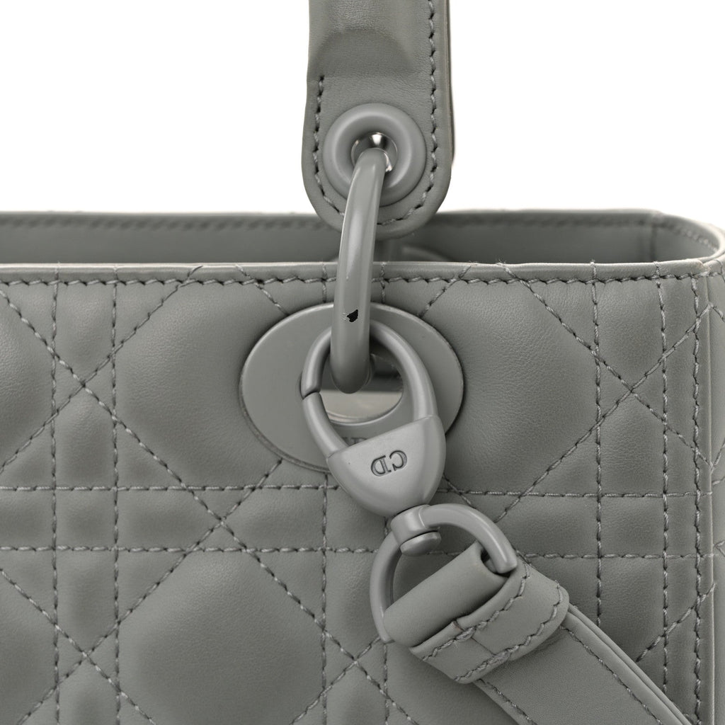 Christian Dior Ultra Matte Calfskin Cannage Medium Lady Dior Grey Stone