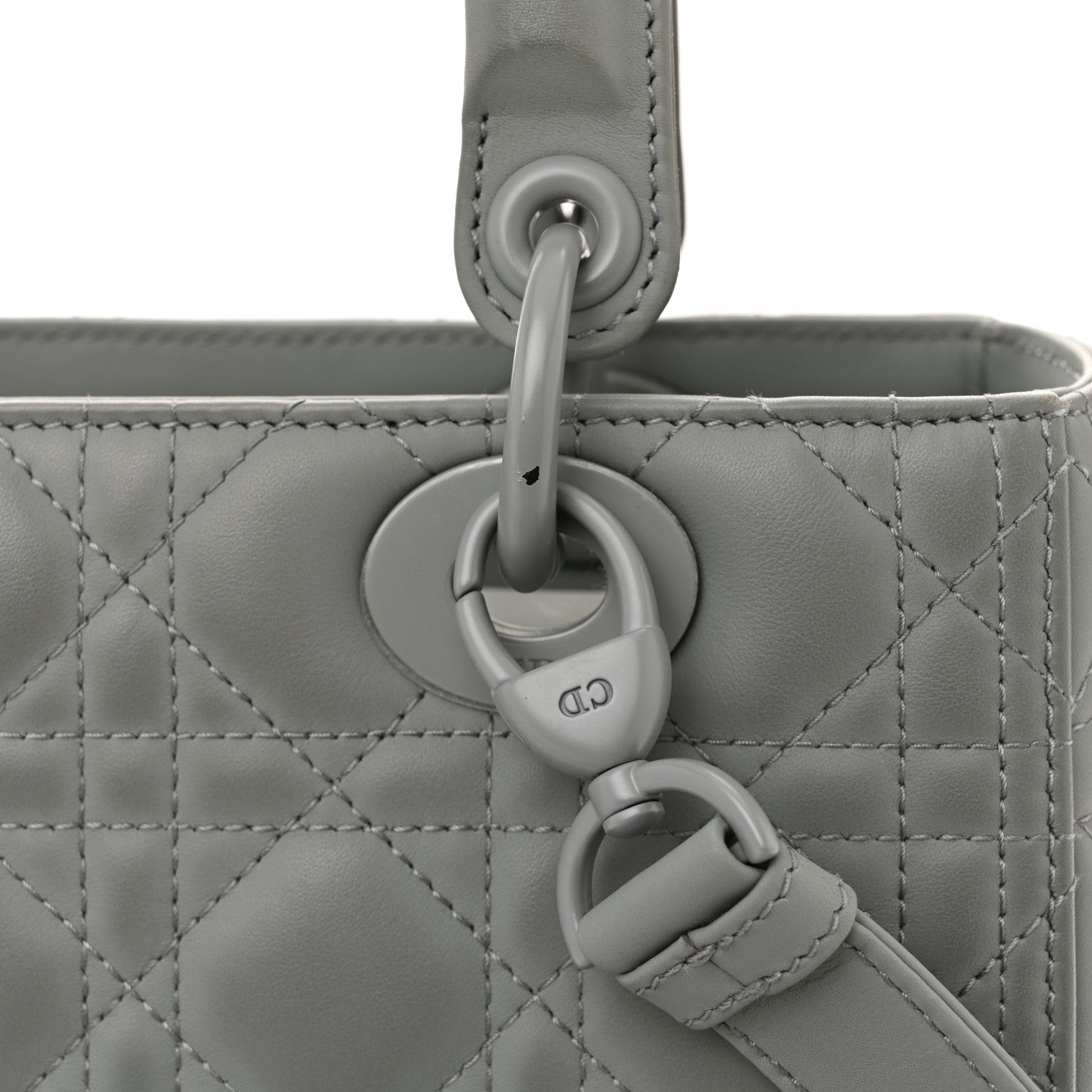 Christian Dior Ultra Matte Calfskin Cannage Medium Lady Dior Grey Stone