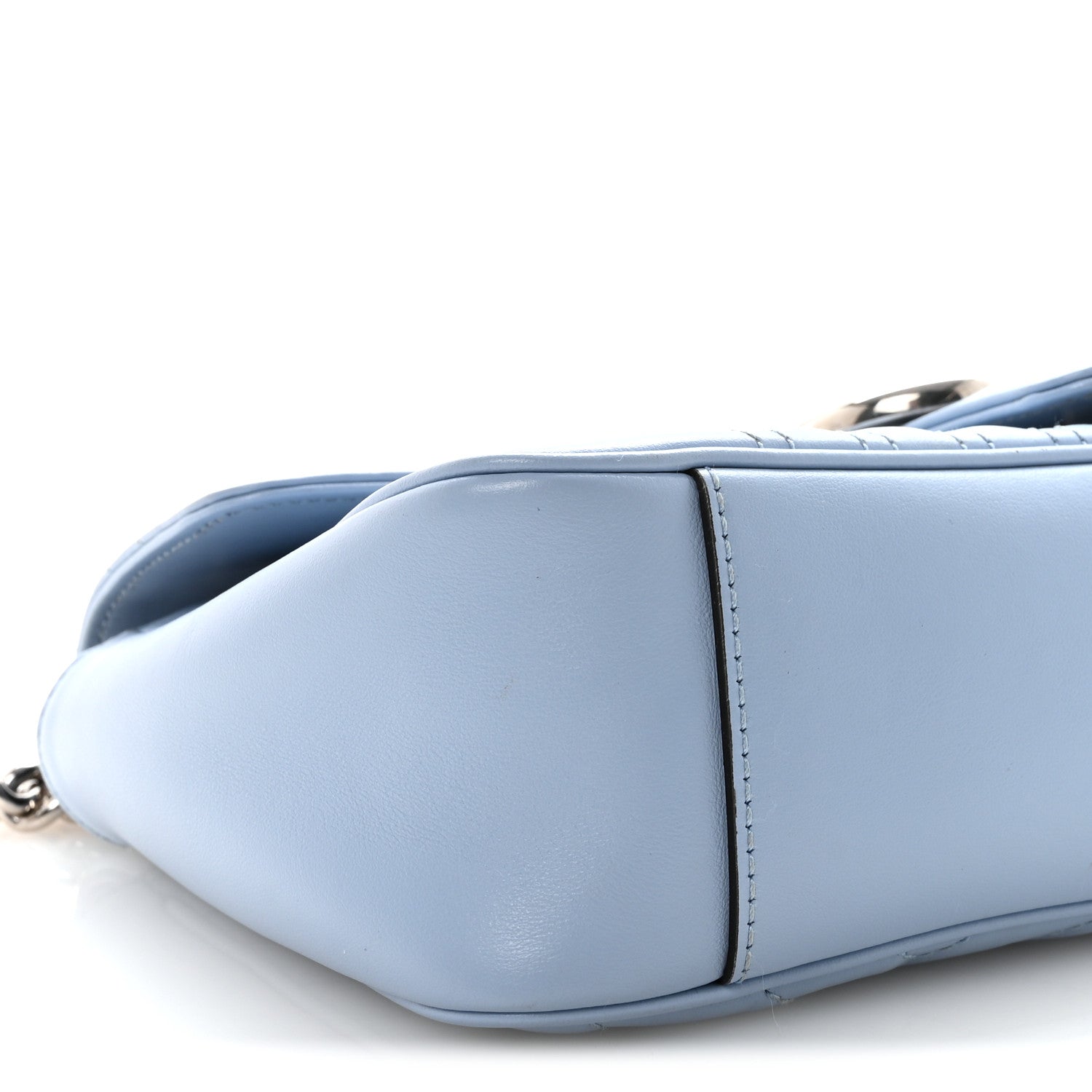 Gucci Calfskin Matelasse Small GG Marmont Shoulder Bag Porcelain Light Blue