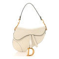 Christian Dior Grained Calfskin Saddle Bag White