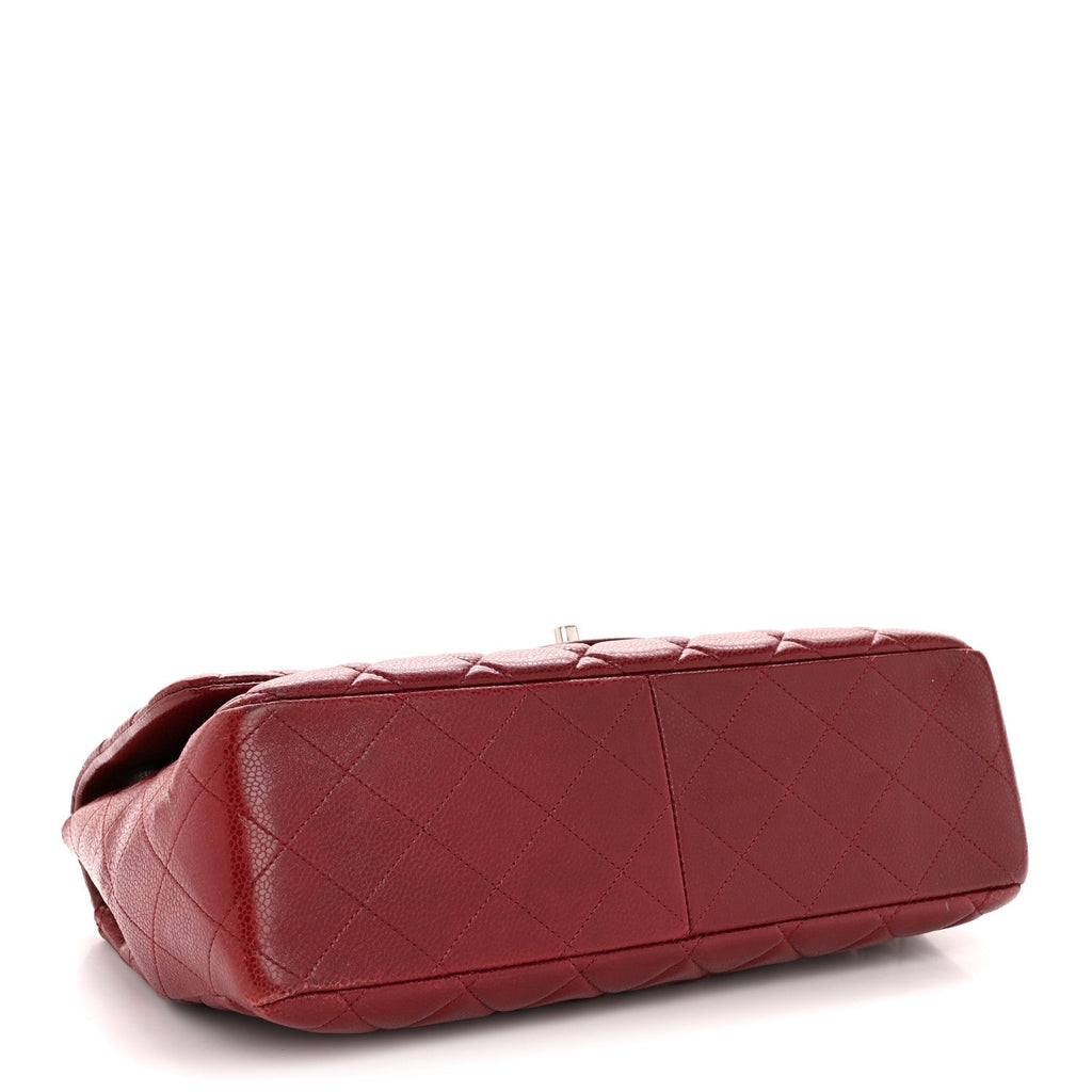 Chanel Caviar Quilted Jumbo Double Flap Dark Red