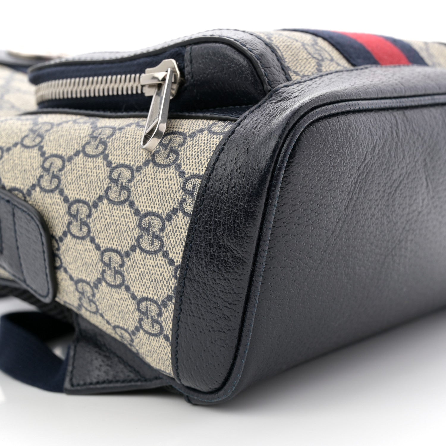 Gucci GG Supreme Monogram Textured Dollar Calfskin Web Small Ophidia Day Backpack Beige Blue Black