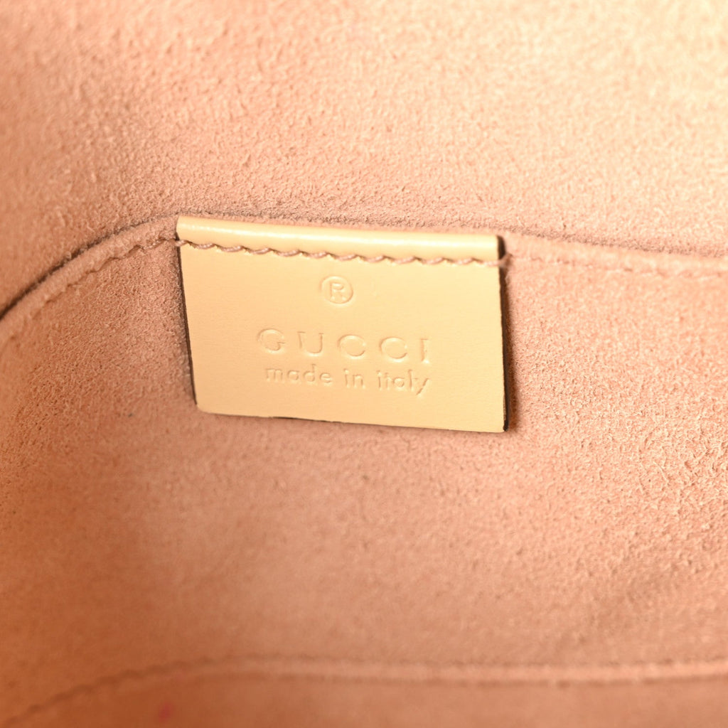 Gucci Snakeskin Boarded Plutone Calfskin Mini Horsebit 1955 Top Handle Bag Wild Rose Beige
