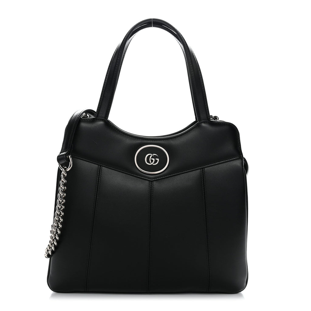 Gucci Calfskin Petite GG Small Tote Bag Black