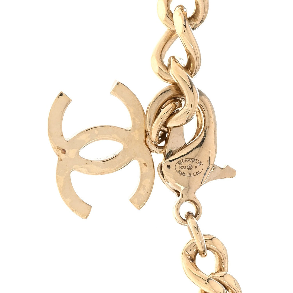 Crystal CC Link Choker Necklace Gold