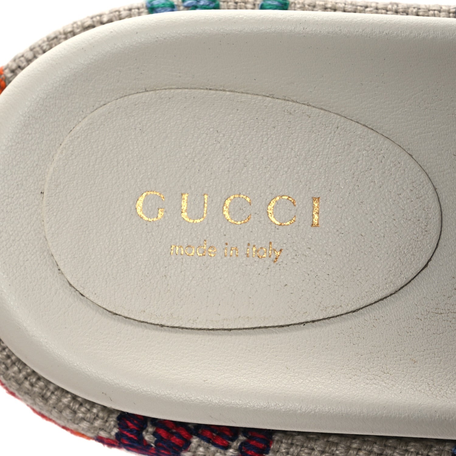 Gucci Linen Psychedelic Mini GG Monogram Angelina Platform 55mm Slide Sandals 36 Multicolor