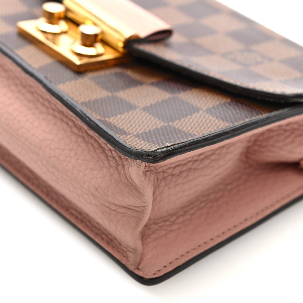 Louis Vuitton Damier Ebene Croisette Chain Wallet Magnolia