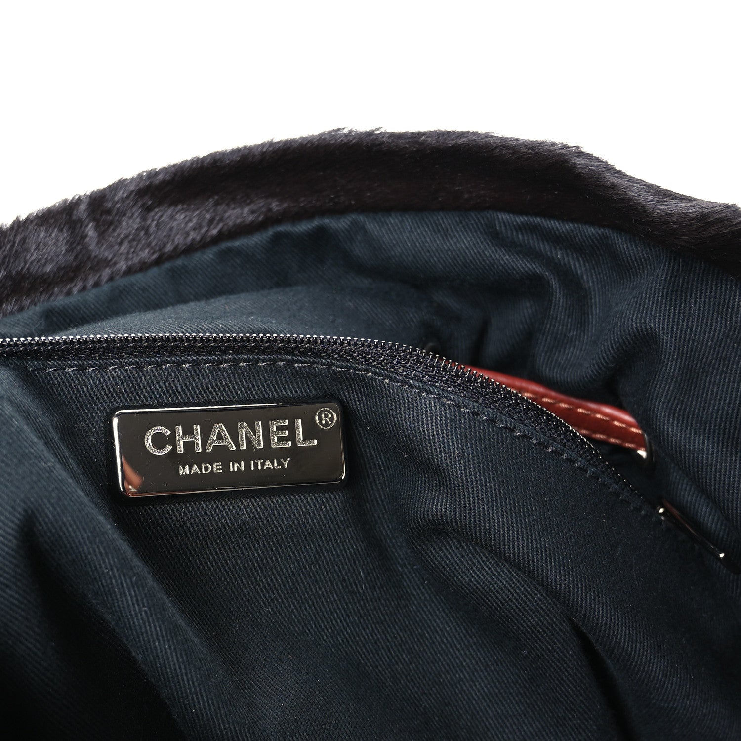 Chanel Aged Calfskin Pony Hair Quilted Miss Pony Drawstring Tote Brown