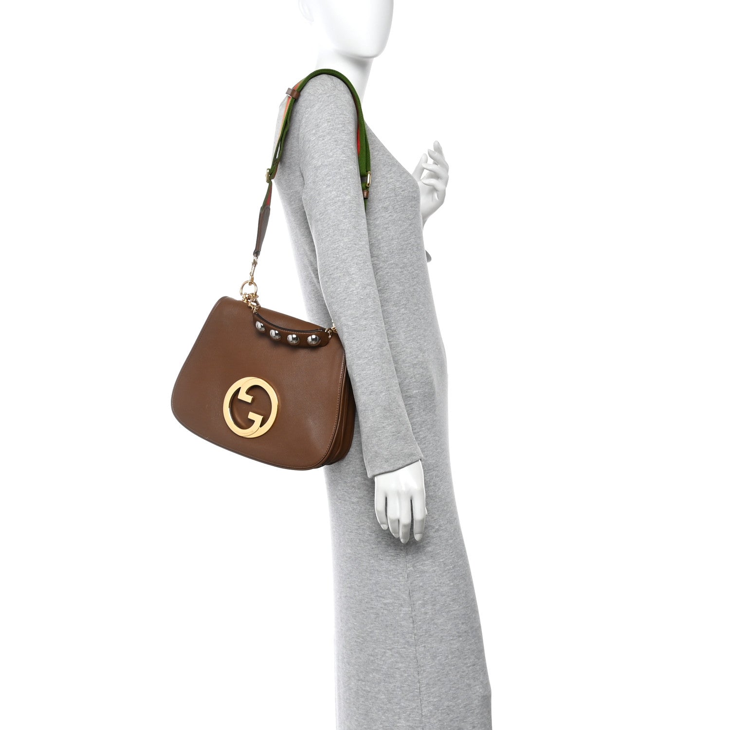 Gucci Roxy Calfskin Web Medium Blondie Shoulder Flap Bag Cuir