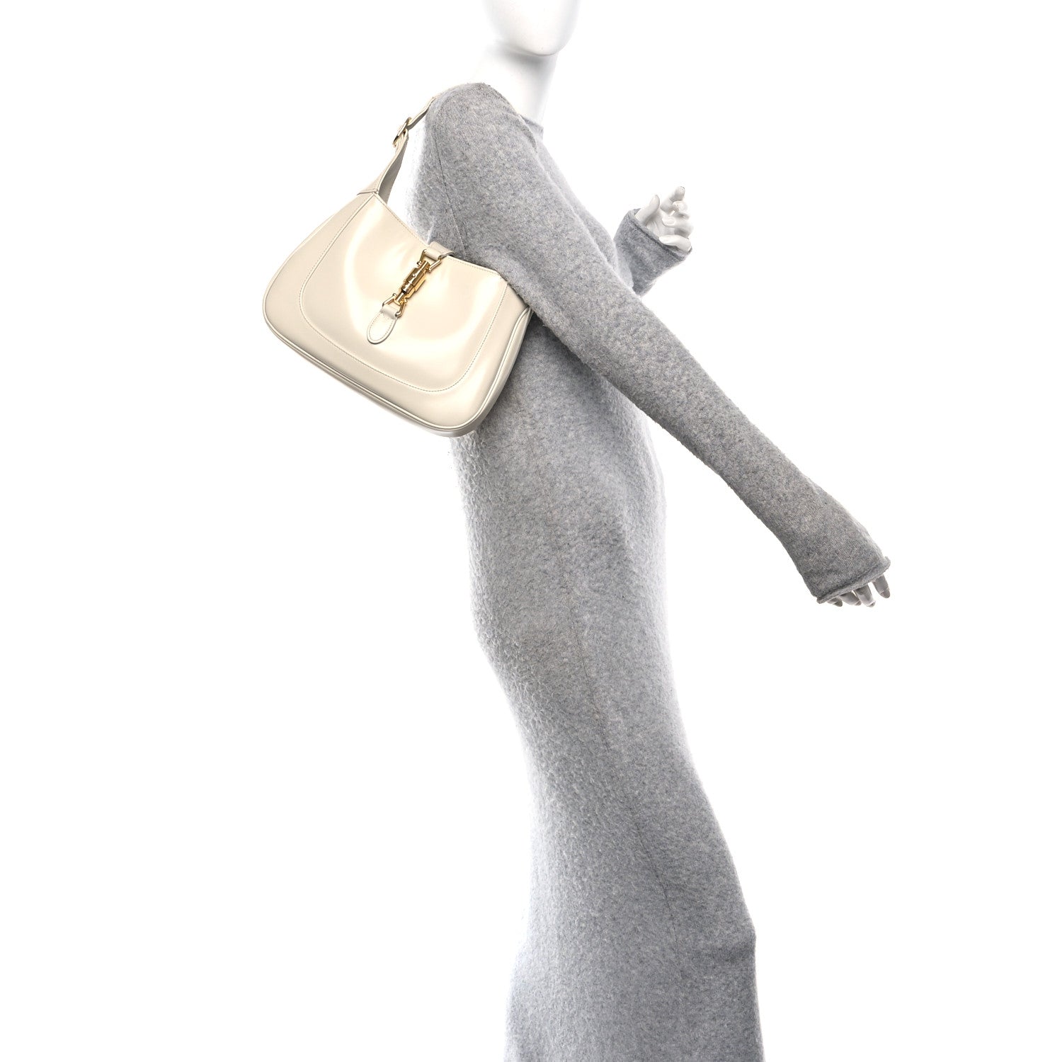 Gucci Boarded Dyana Lux Calfskin Small Jackie 1961 Hobo Mystic White