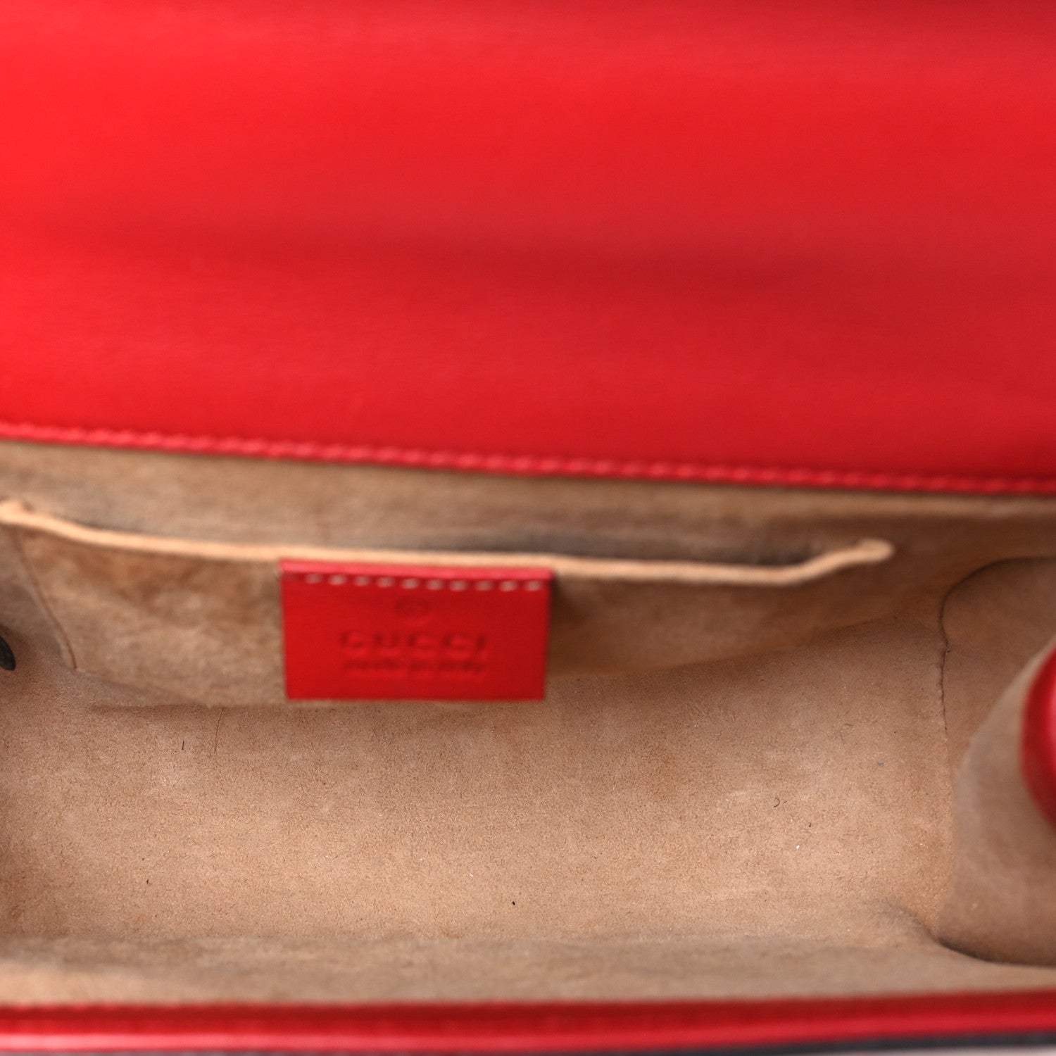 Gucci Calfskin Studded Small Padlock Shoulder Bag Hibiscus Red