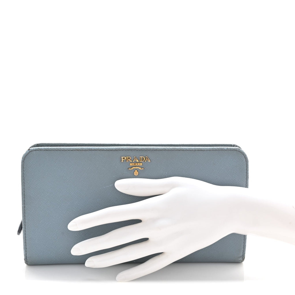 Prada Saffiano Metal Continental Wallet Astrale