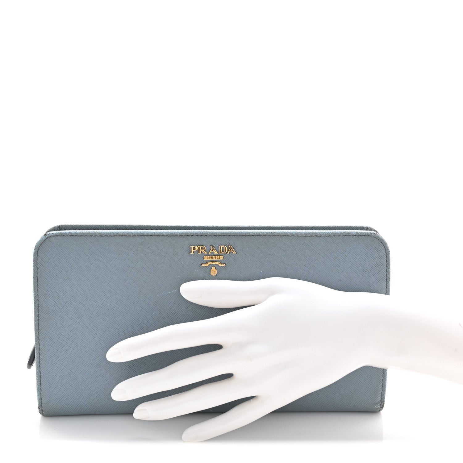 Prada Saffiano Metal Continental Wallet Astrale