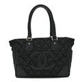 Chanel Nylon Calfskin Quilted CC Paris New York Tote Bag Black